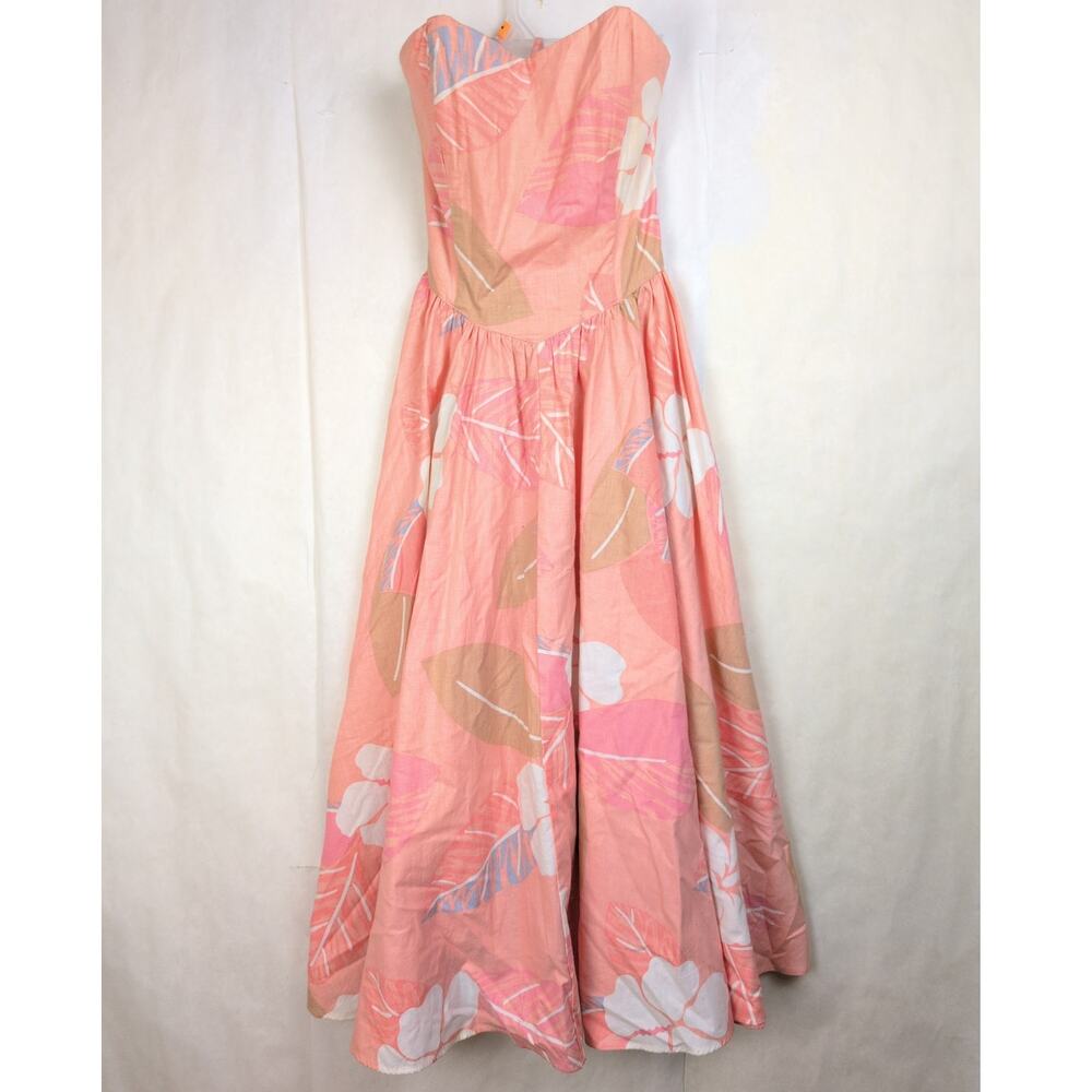 Vintage Carole Anderson pink floral halter maxi dress Size 10 80s Retro Vacation